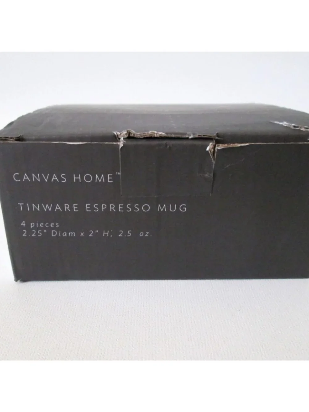 Canvas Home Tinware Espresso Mug Set 4 Cups Rustic Distressed Style With Box